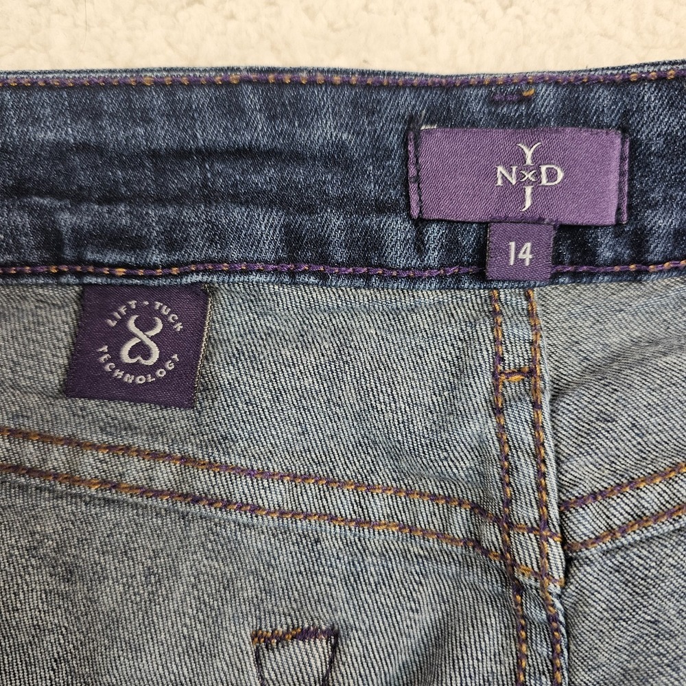 NYDJ Jeans Women's 14 Blue Med Wash Straight Leg High Rise Lift Tuck Technology - Picture 12 of 16